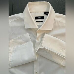 Hugo Boss - all cotton white dress shirt with French cuffs Size 41 (16”neck)